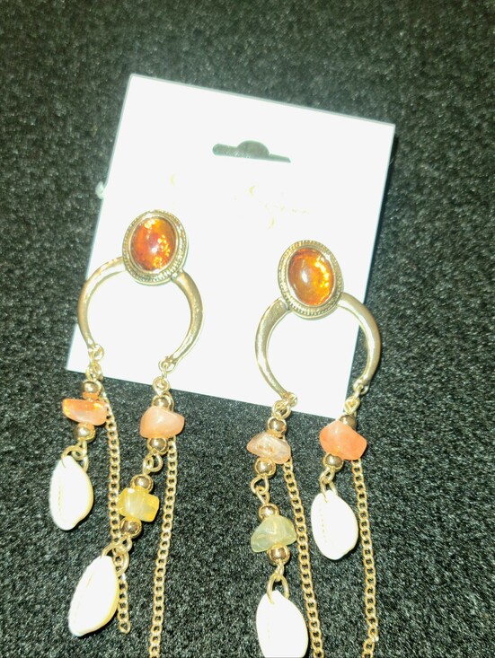 Jessica Simpson Jewelry - Jessica Simpson Gold-Tone Orange Beaded Dangle Earrings